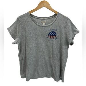 RL Denim & Supply Tomboy Tee Cropped Fit Gray All American USA Graphic T-Shirt L